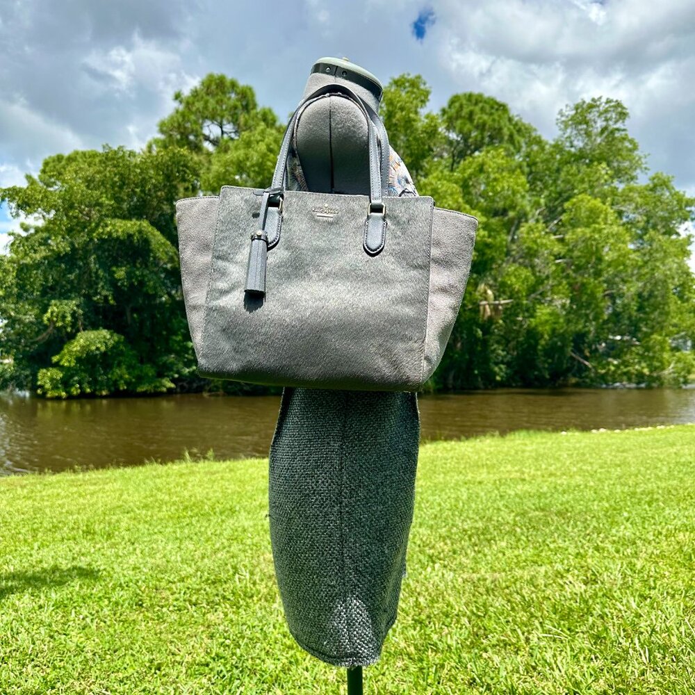 kate spade Laurel Way Suede & Hair-Calf Hadlee Tote Bag Smokey Pearl